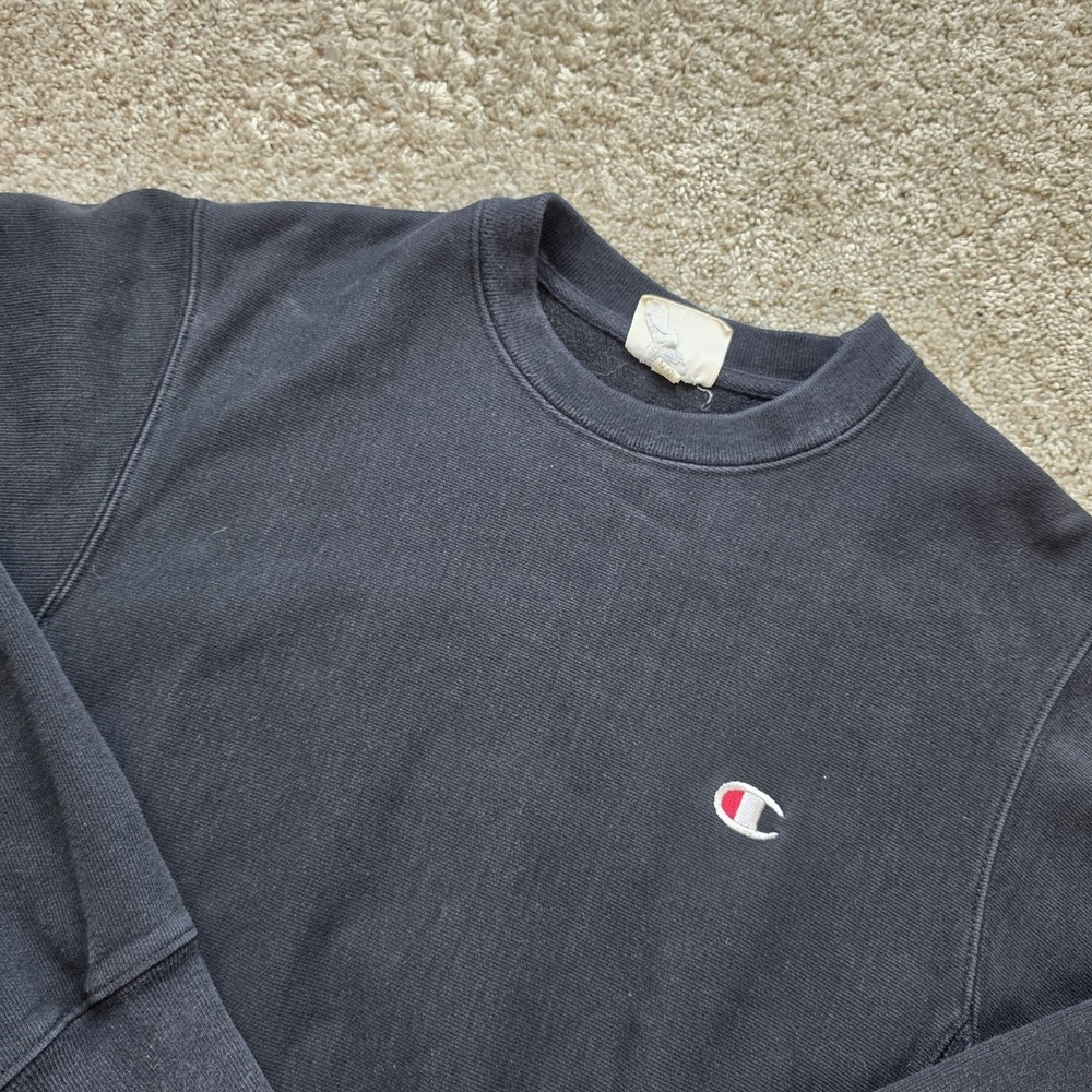 Champion‎ Sweatshirt Mens S Black Pullover Sweater Fleece Reverse Weave Adult